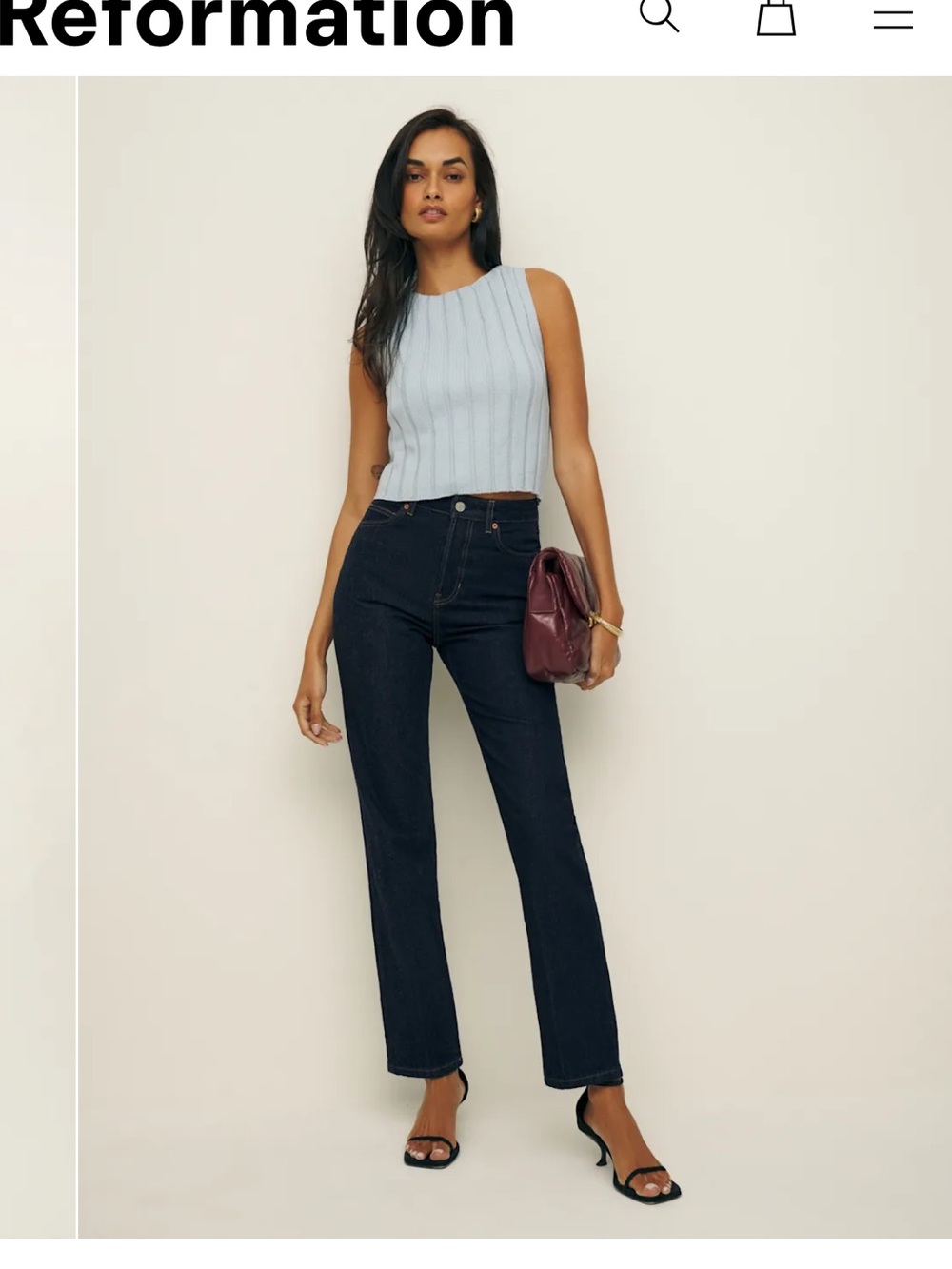 Reformation Straight Leg Jeans in Dark Indigo